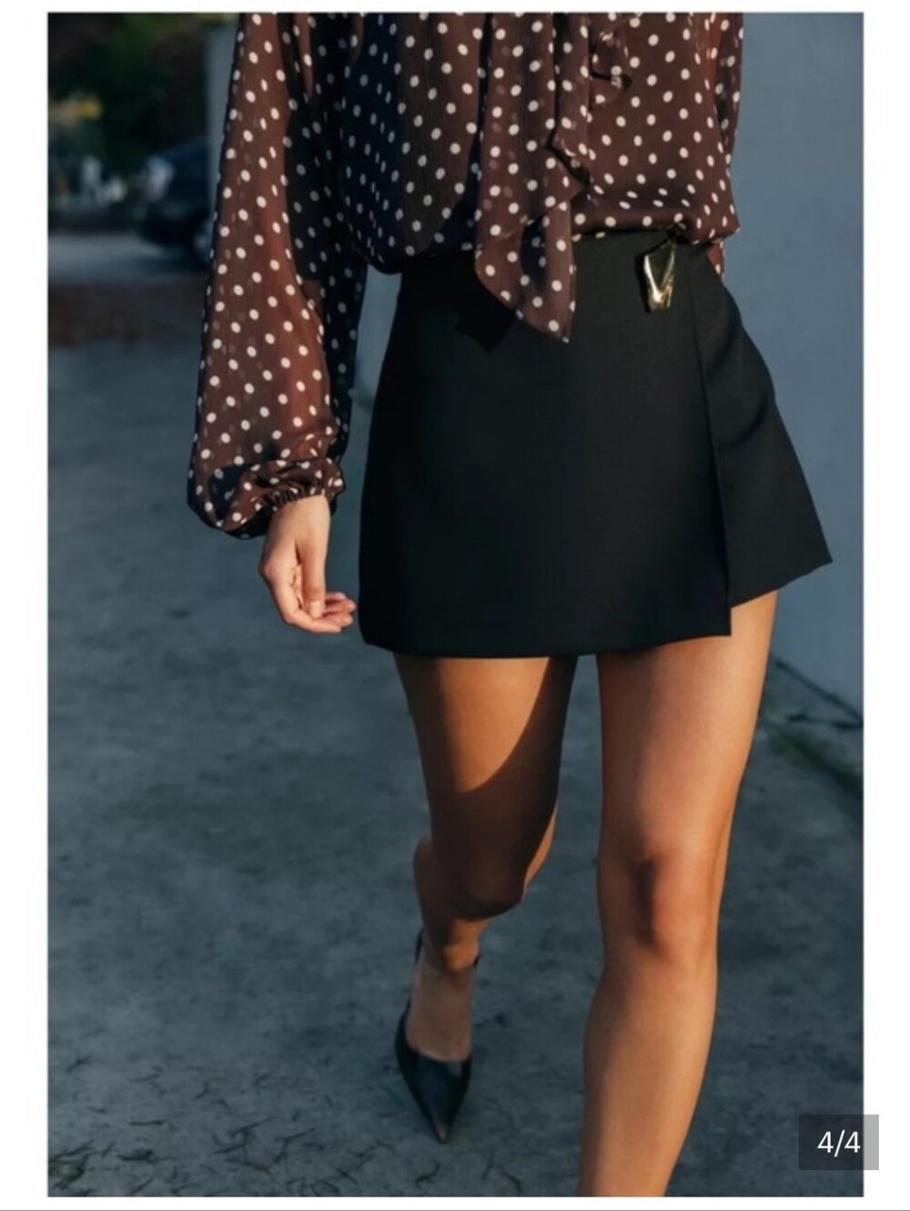 Zara Black Mini Skirt with Gold Accent